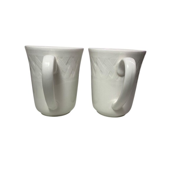 Martha Stewart FRENCH CUPBOARD Coffee Tea Mugs Cups Basketweave Set Of 2 - Picture 3 of 8